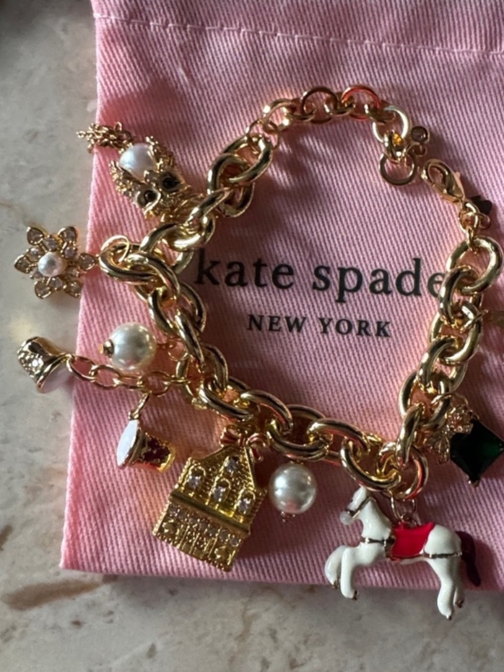 $228 Kate Spade Winter Wonderland Bow Charm Bracelet - Picture 2 of 5